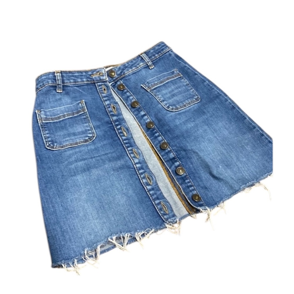 💫Zara - stretch blue jeans denim mini skirt Size US Small - 26 - Picture 2 of 6